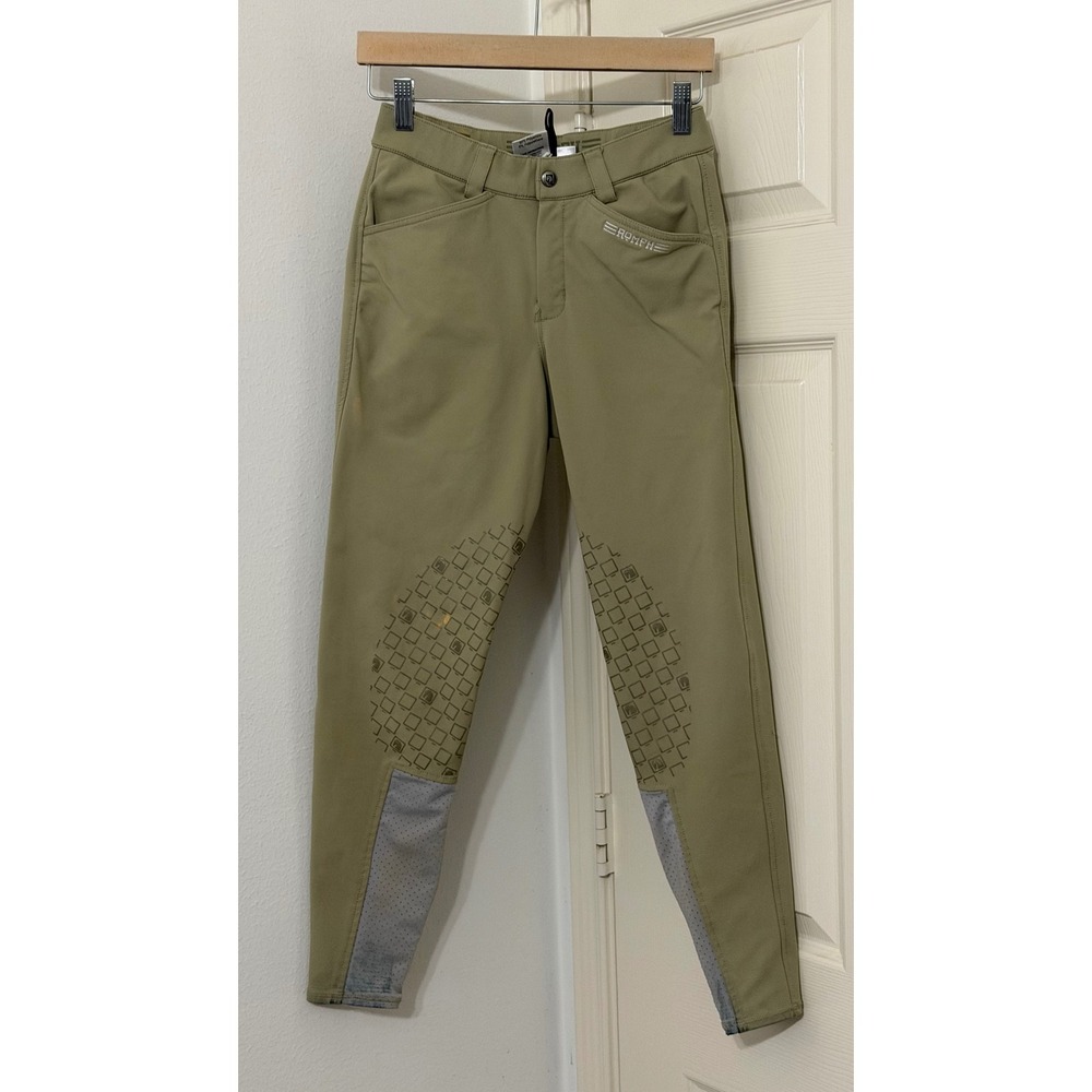 Romfh Equestrian Women's 28R Apparel Knee Patch Breeches Tan Olive Horse Riding